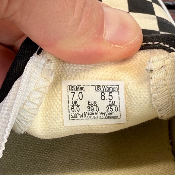 Vans Classic Slip-On Checkerboard Black White Women’s 8.5 / Men’s 7 - Picture 7 of 8